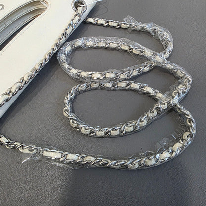 Chanel Quilted Leather Chain Shopping Bag White (Pre-Owned)