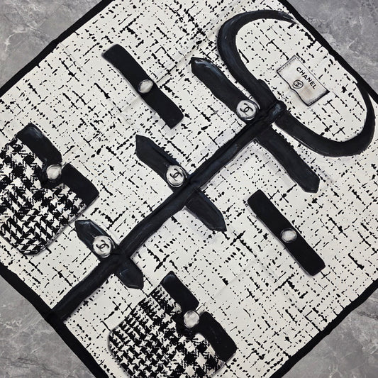 Chanel Graphic Silk Scarf Black and White (Pre-Owned)