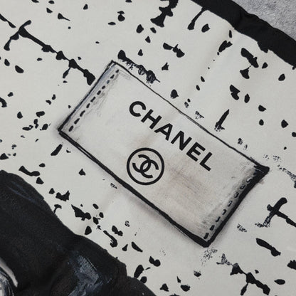 Chanel Graphic Silk Scarf Black and White (Pre-Owned)