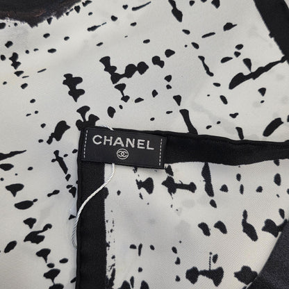 Chanel Graphic Silk Scarf Black and White (Pre-Owned)