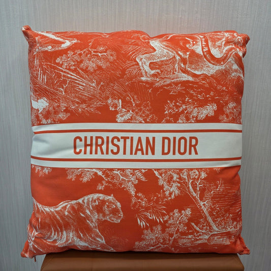 Christian Dior Toile de Jouy Logo Cushion Orange (Pre-Owned)