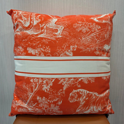 Christian Dior Toile de Jouy Logo Cushion Orange (Pre-Owned)