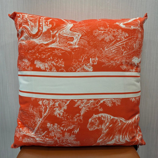 Christian Dior Toile de Jouy Logo Cushion Orange (Pre-Owned)