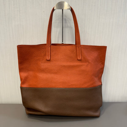 Miu Miu Two-Tone Leather Tote Bag Orange Brown (Pre-Owned)
