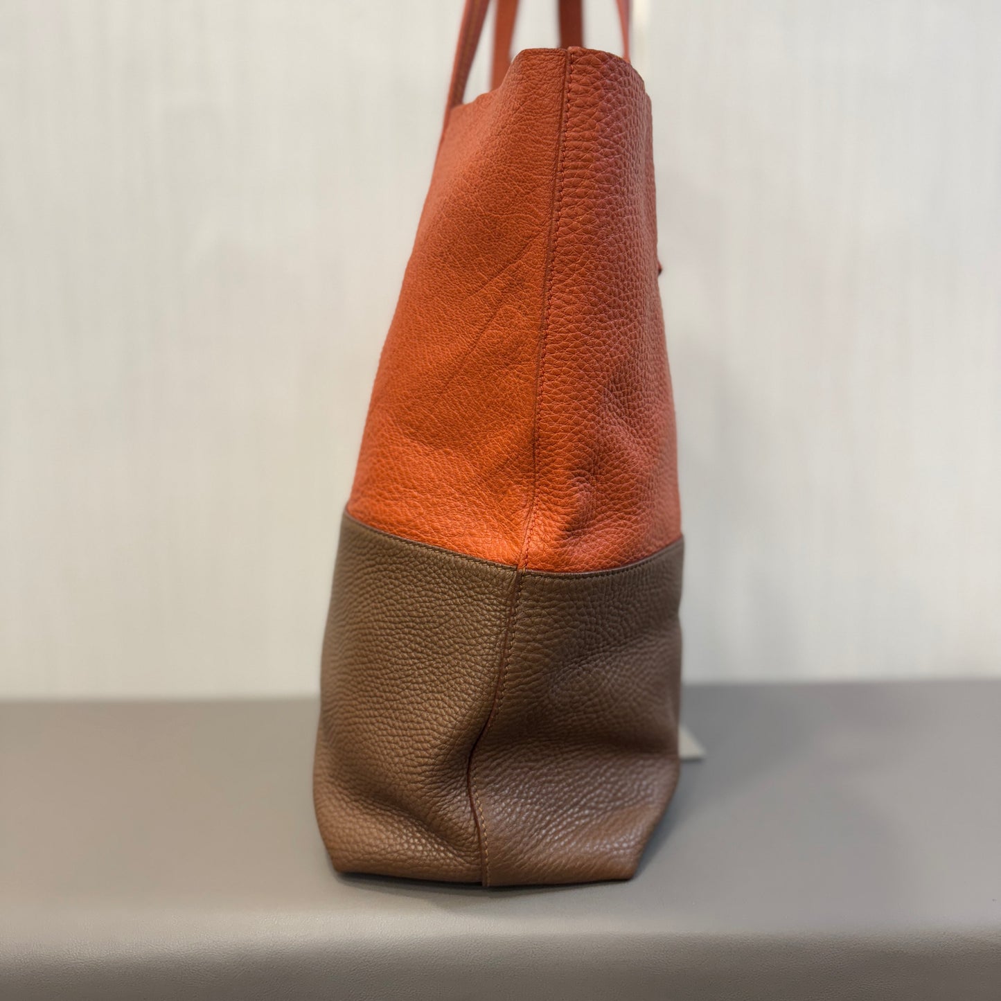 Miu Miu Two-Tone Leather Tote Bag Orange Brown (Pre-Owned)