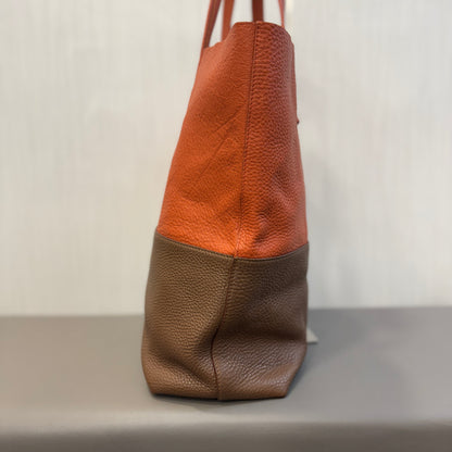 Miu Miu Two-Tone Leather Tote Bag Orange Brown (Pre-Owned)