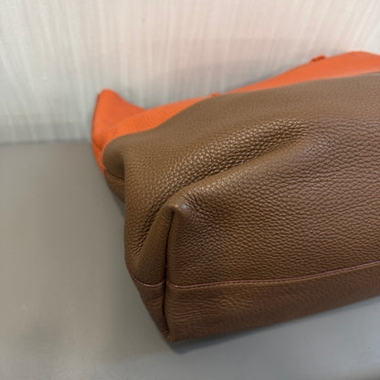 Miu Miu Two-Tone Leather Tote Bag Orange Brown (Pre-Owned)