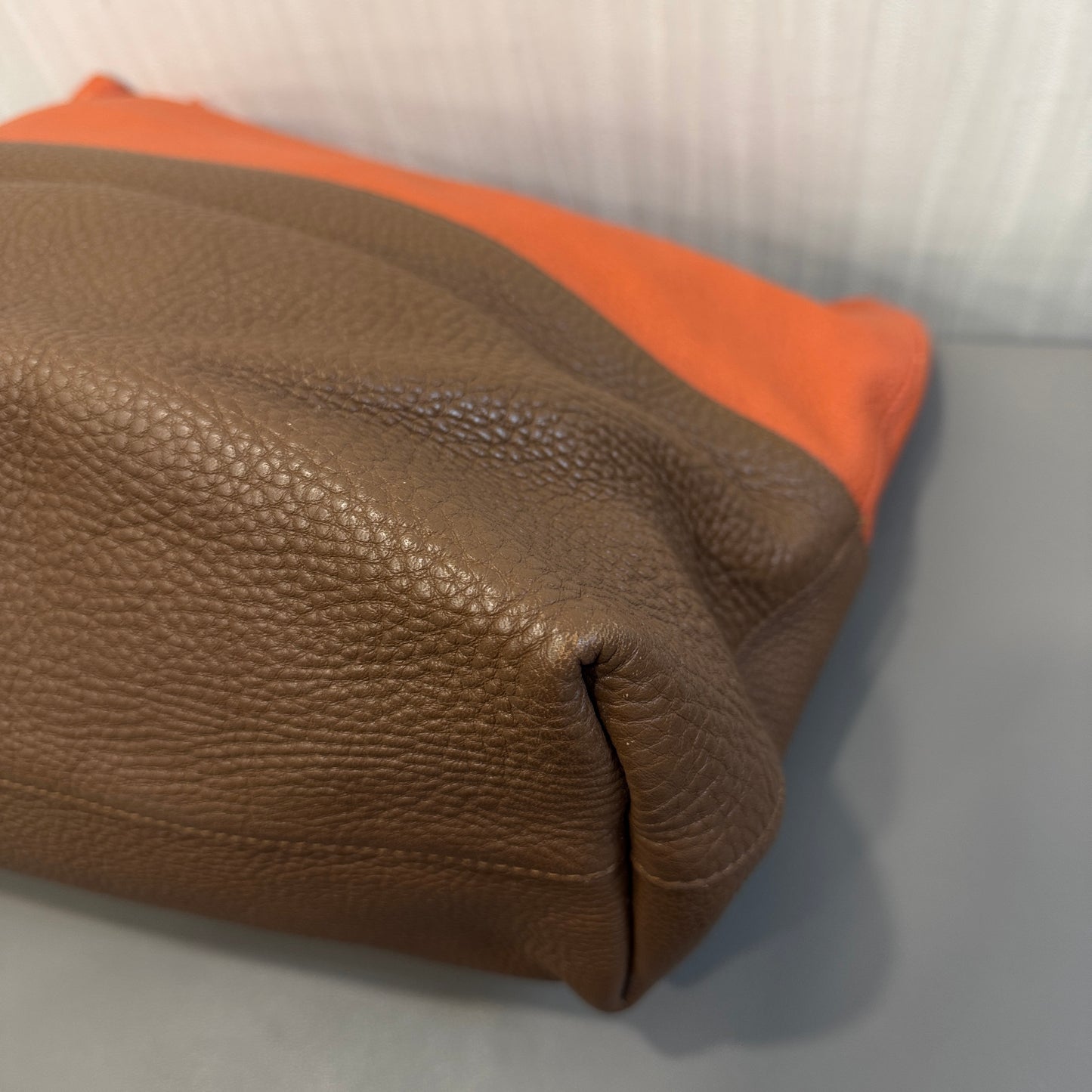 Miu Miu Two-Tone Leather Tote Bag Orange Brown (Pre-Owned)