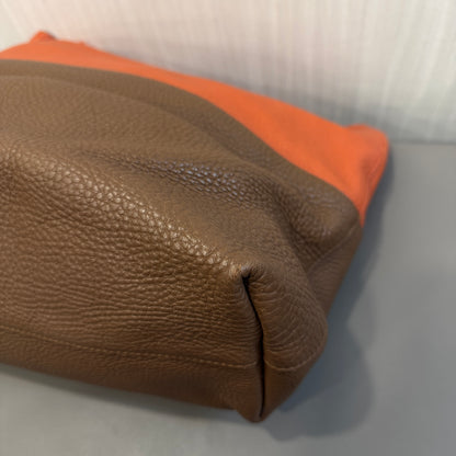 Miu Miu Two-Tone Leather Tote Bag Orange Brown (Pre-Owned)