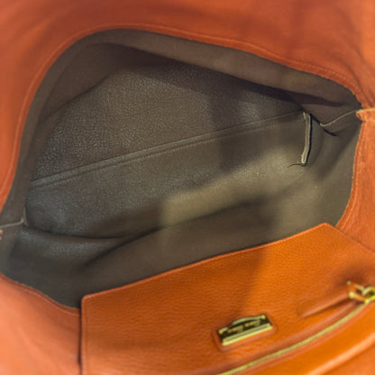 Miu Miu Two-Tone Leather Tote Bag Orange Brown (Pre-Owned)