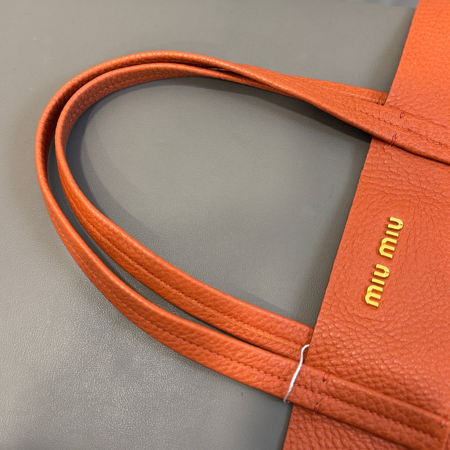 Miu Miu Two-Tone Leather Tote Bag Orange Brown (Pre-Owned)