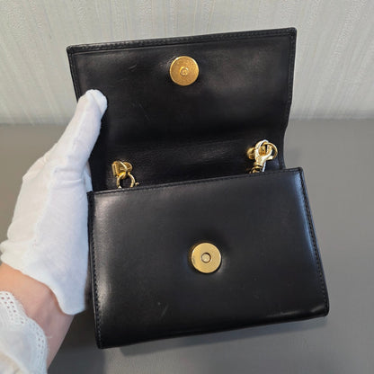 Salvatore Ferragamo Vara Bow Chain Wallet Black (Pre-Owned)
