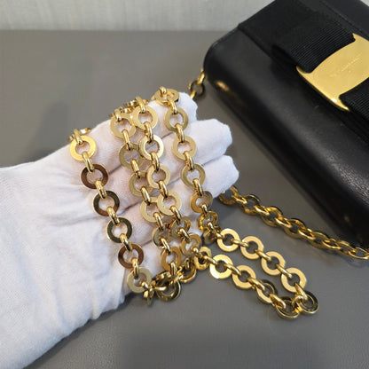 Salvatore Ferragamo Vara Bow Chain Wallet Black (Pre-Owned)