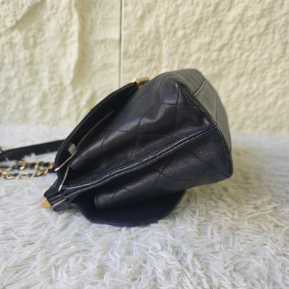 Chanel Vintage Quilted Leather Flap Shoulder Bag Navy (Pre-Owned)
