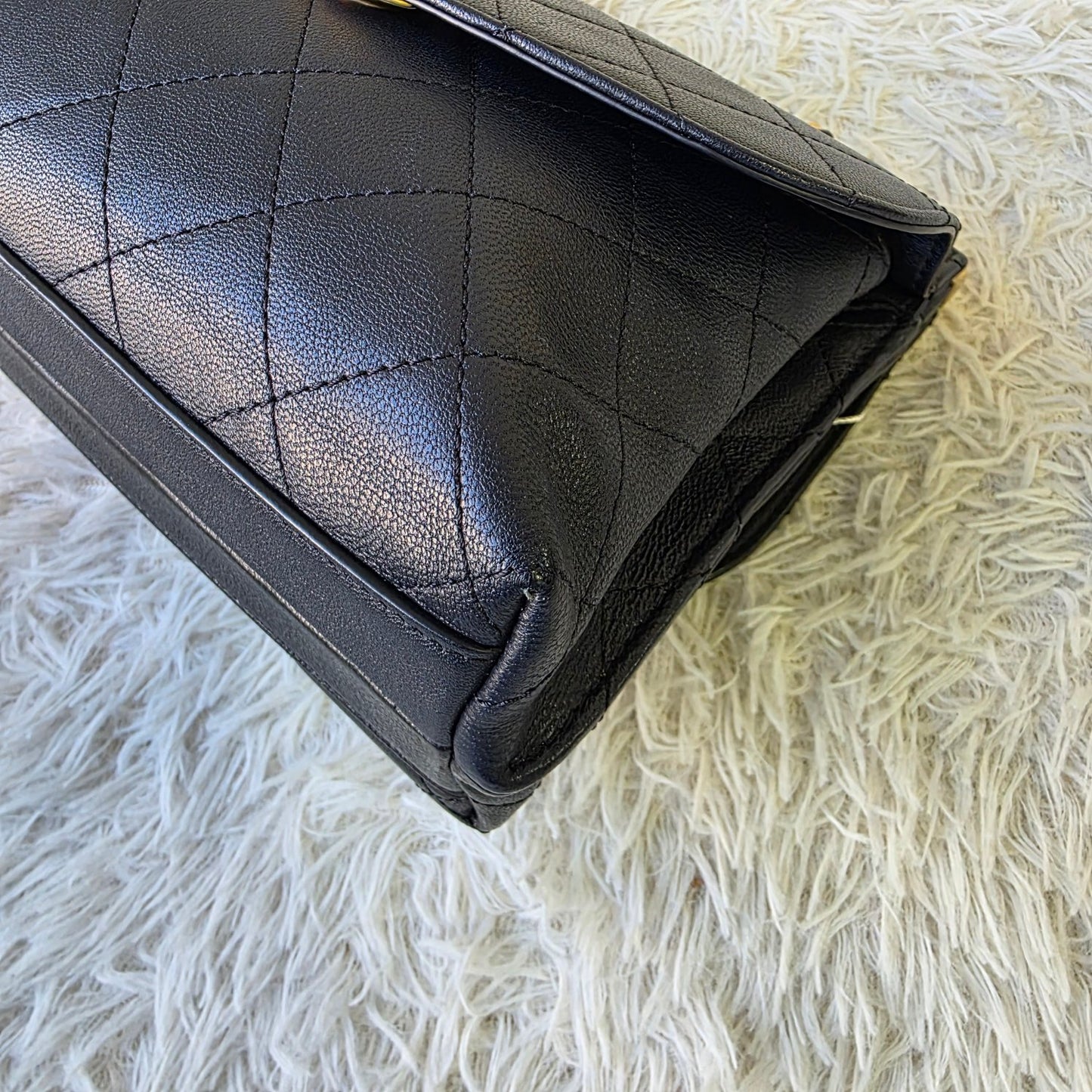 Chanel Vintage Quilted Leather Flap Shoulder Bag Navy (Pre-Owned)