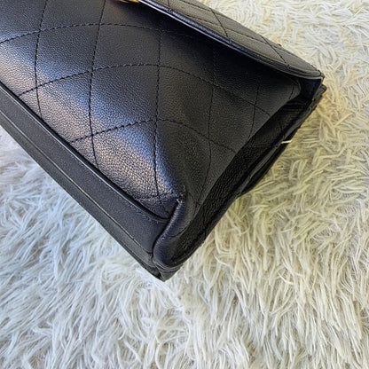 Chanel Vintage Quilted Leather Flap Shoulder Bag Navy (Pre-Owned)