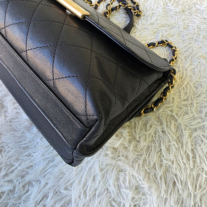 Chanel Vintage Quilted Leather Flap Shoulder Bag Navy (Pre-Owned)