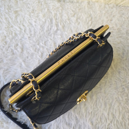 Chanel Vintage Quilted Leather Flap Shoulder Bag Navy (Pre-Owned)