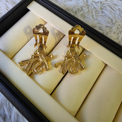 Yves Saint Laurent YSL Logo Heart Crystal Clip Earrings Gold (Pre-Owned)