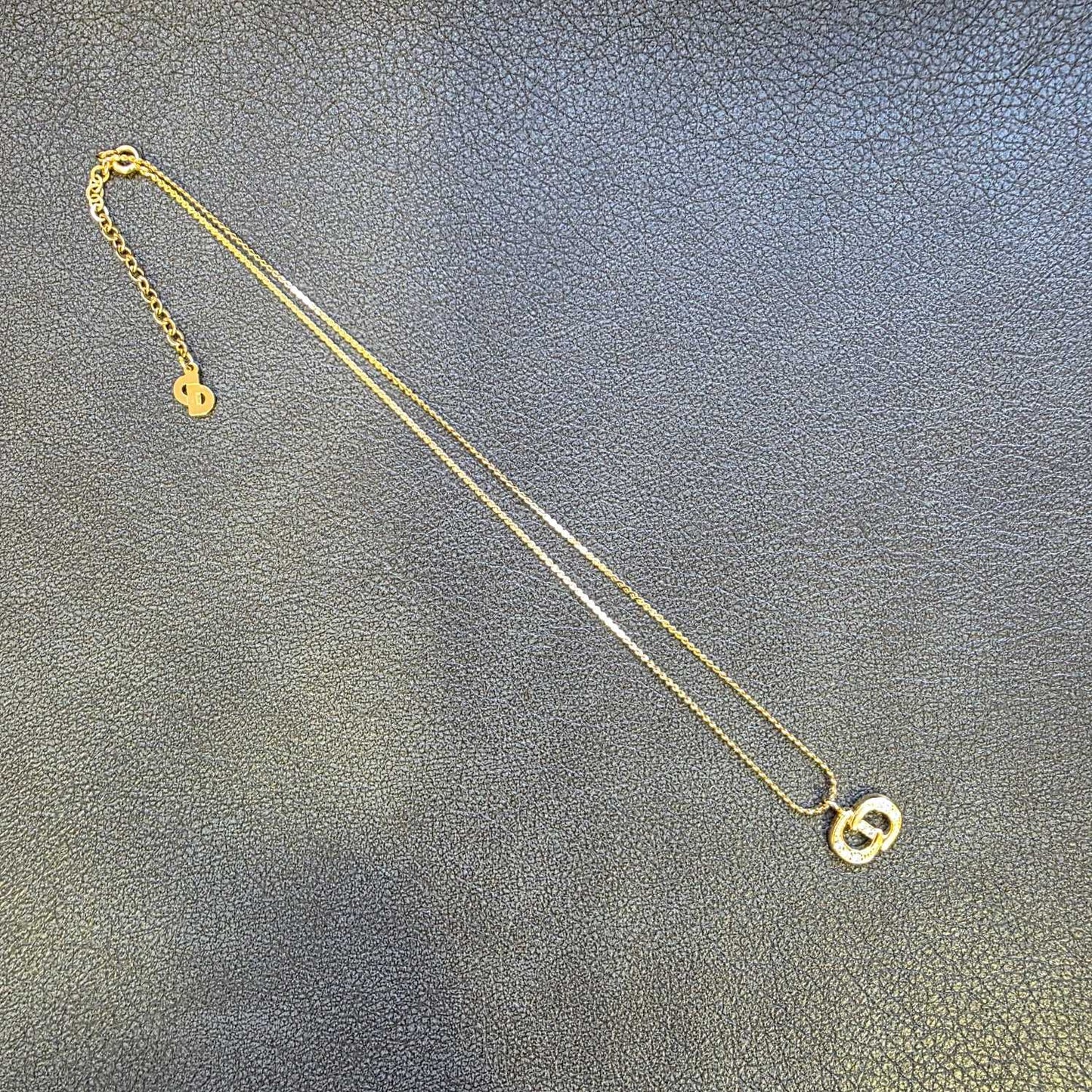 Christian Dior CD Crystal Logo Necklace Gold (Pre-Owned)