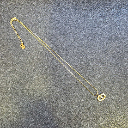 Christian Dior CD Crystal Logo Necklace Gold (Pre-Owned)