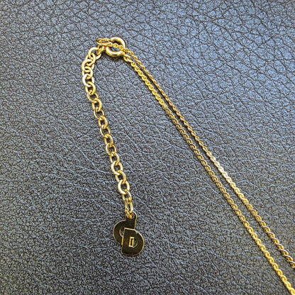 Christian Dior CD Crystal Logo Necklace Gold (Pre-Owned)