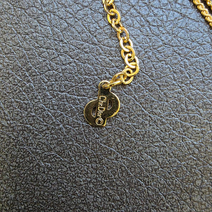Christian Dior CD Crystal Logo Necklace Gold (Pre-Owned)