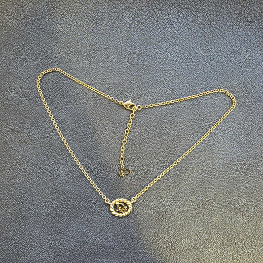 Christian Dior CD Rope Motif Pendant Necklace Gold (Pre-Owned)