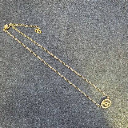 Christian Dior CD Rope Motif Pendant Necklace Gold (Pre-Owned)