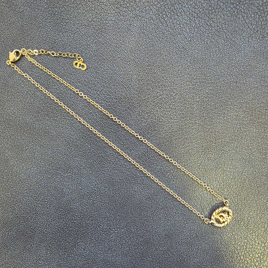 Christian Dior CD Rope Motif Pendant Necklace Gold (Pre-Owned)