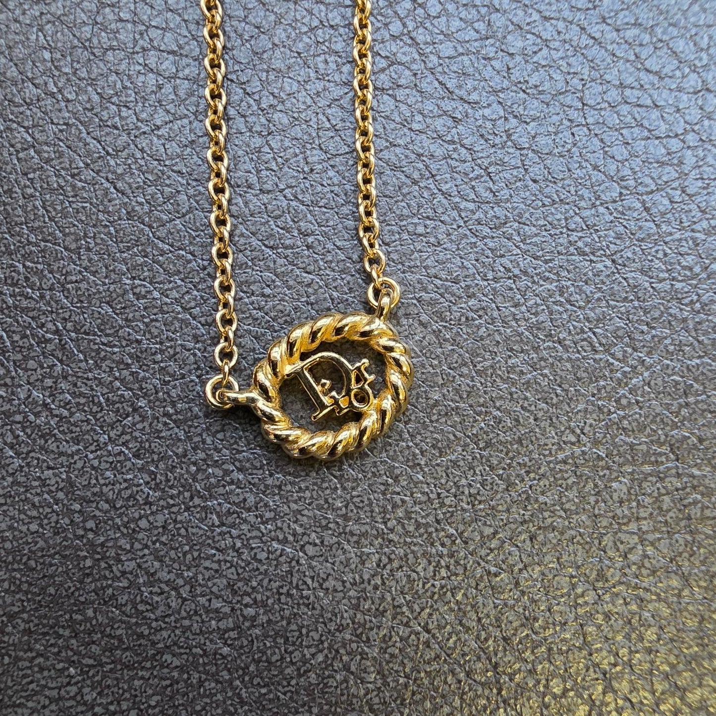 Christian Dior CD Rope Motif Pendant Necklace Gold (Pre-Owned)