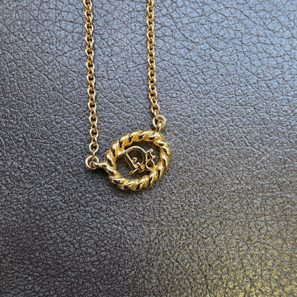 Christian Dior CD Rope Motif Pendant Necklace Gold (Pre-Owned)