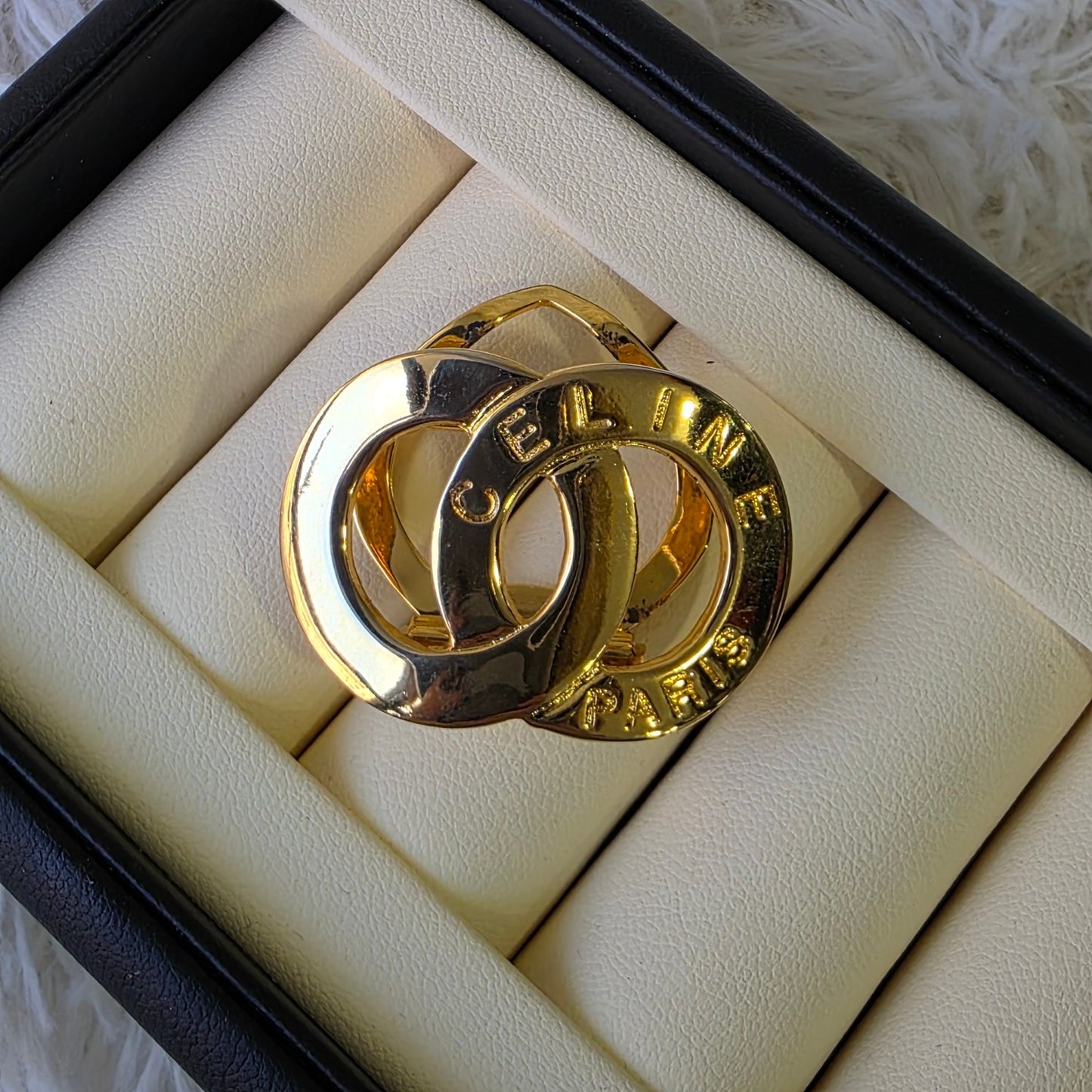 CELINE Interlocking Circle Logo Scarf Clip Gold (Pre-Owned)