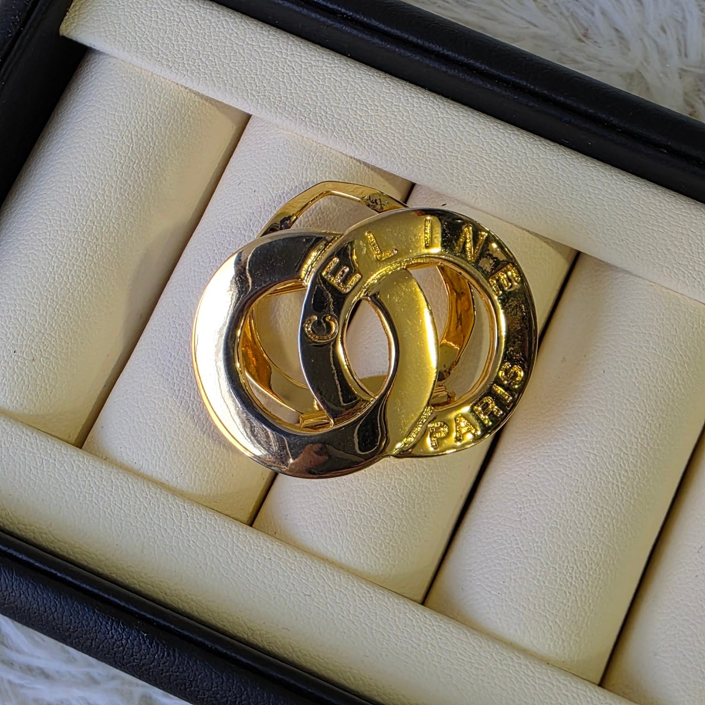 CELINE Interlocking Circle Logo Scarf Clip Gold (Pre-Owned)