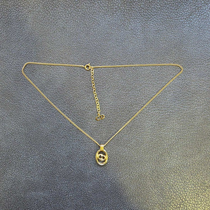Christian Dior CD Oval Logo Pendant Necklace Gold (Pre-Owned)