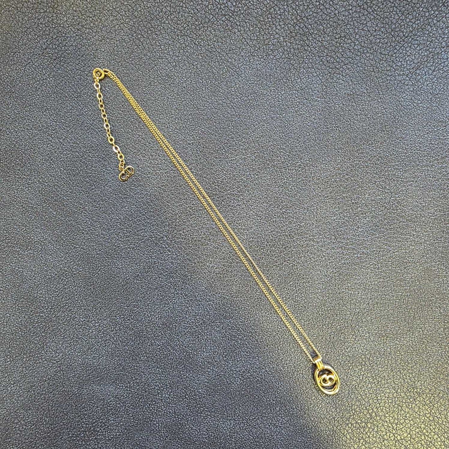 Christian Dior CD Oval Logo Pendant Necklace Gold (Pre-Owned)