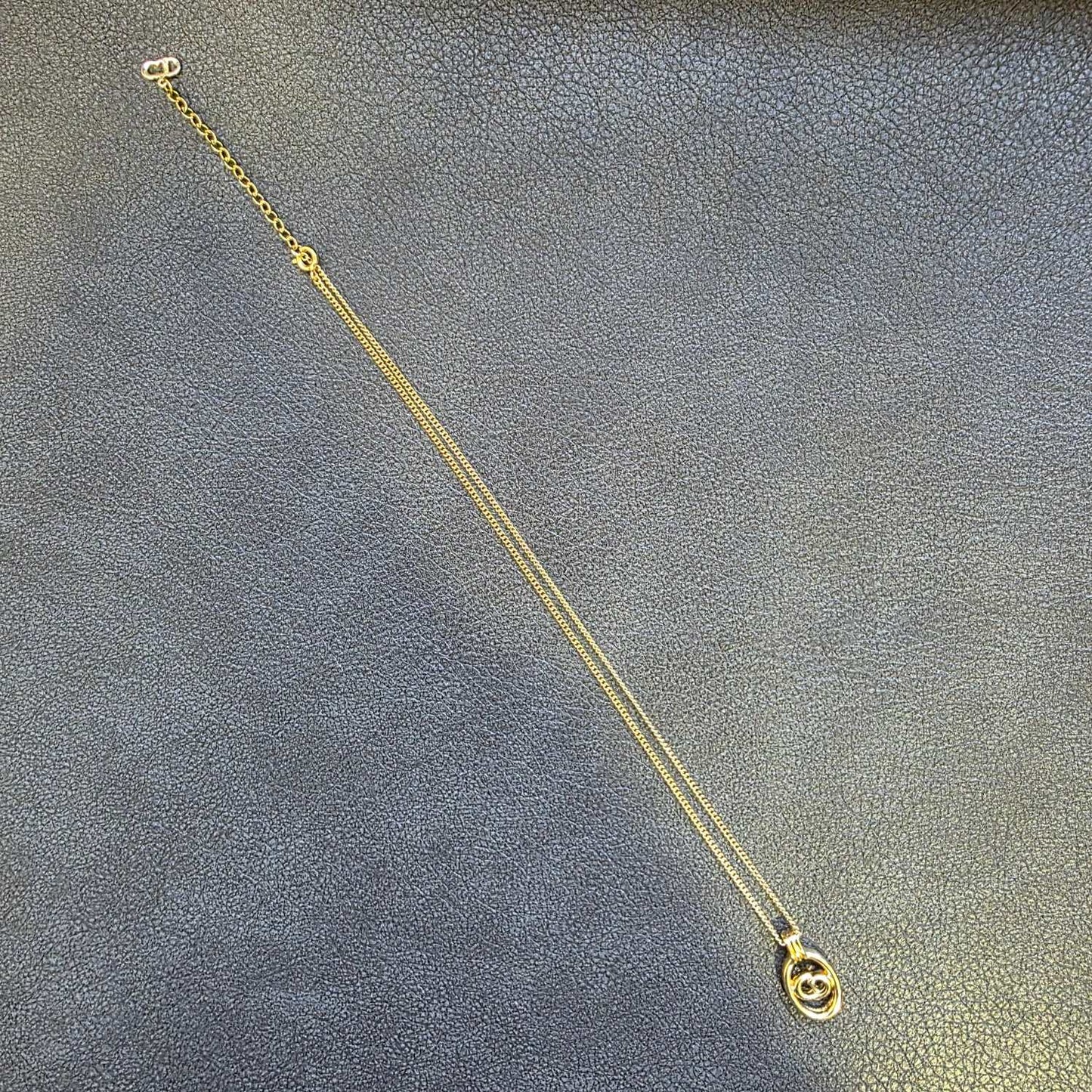 Christian Dior CD Oval Logo Pendant Necklace Gold (Pre-Owned)