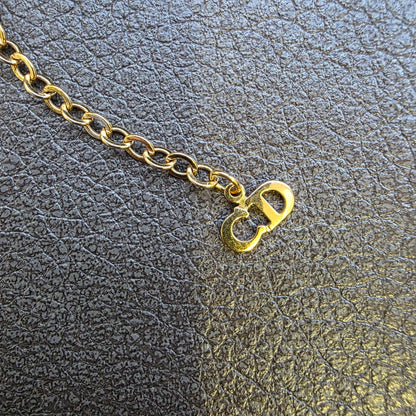 Christian Dior CD Oval Logo Pendant Necklace Gold (Pre-Owned)