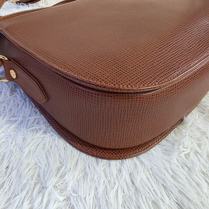 HUNTING WORLD Logo Lock Leather Shoulder Bag Brown (Pre-Owned)