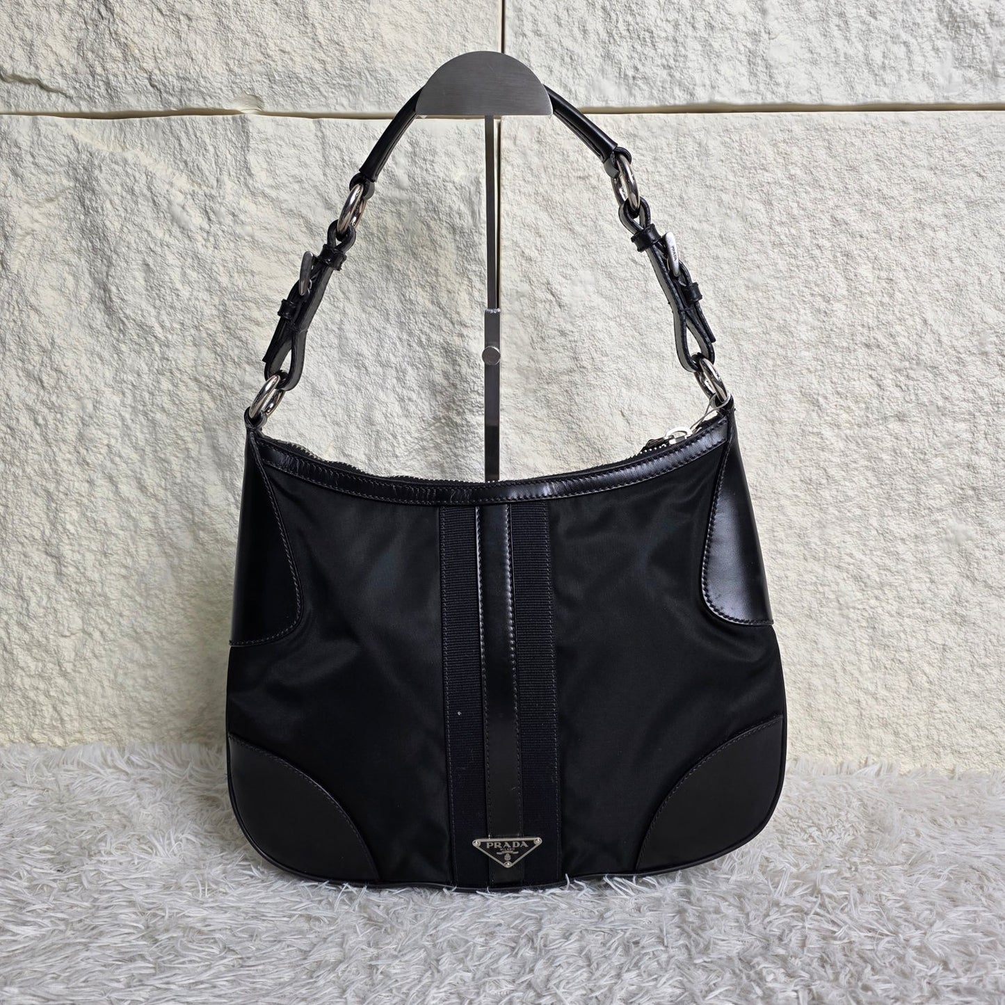 PRADA Tessuto Nylon Shoulder Bag Black (Pre-Owned)