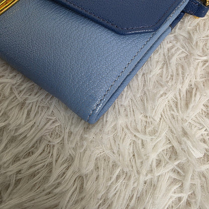 Miu Miu Two-Tone Leather Chain Wallet Shoulder Bag Blue (Pre-Owned)