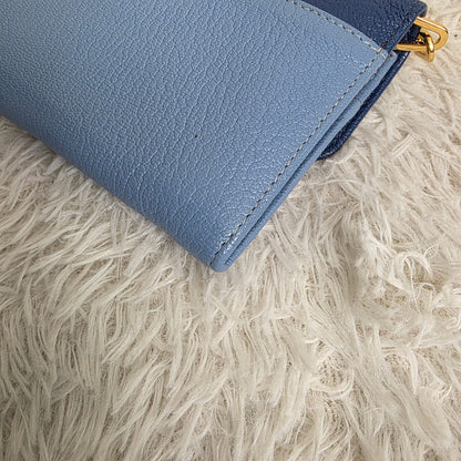 Miu Miu Two-Tone Leather Chain Wallet Shoulder Bag Blue (Pre-Owned)