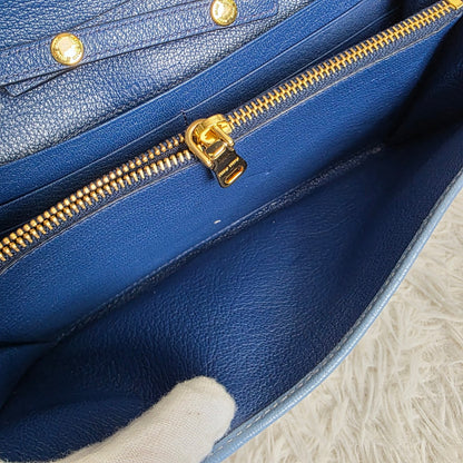 Miu Miu Two-Tone Leather Chain Wallet Shoulder Bag Blue (Pre-Owned)