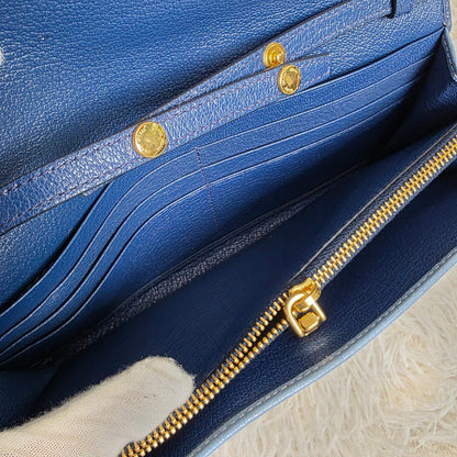 Miu Miu Two-Tone Leather Chain Wallet Shoulder Bag Blue (Pre-Owned)