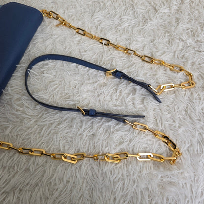Miu Miu Two-Tone Leather Chain Wallet Shoulder Bag Blue (Pre-Owned)