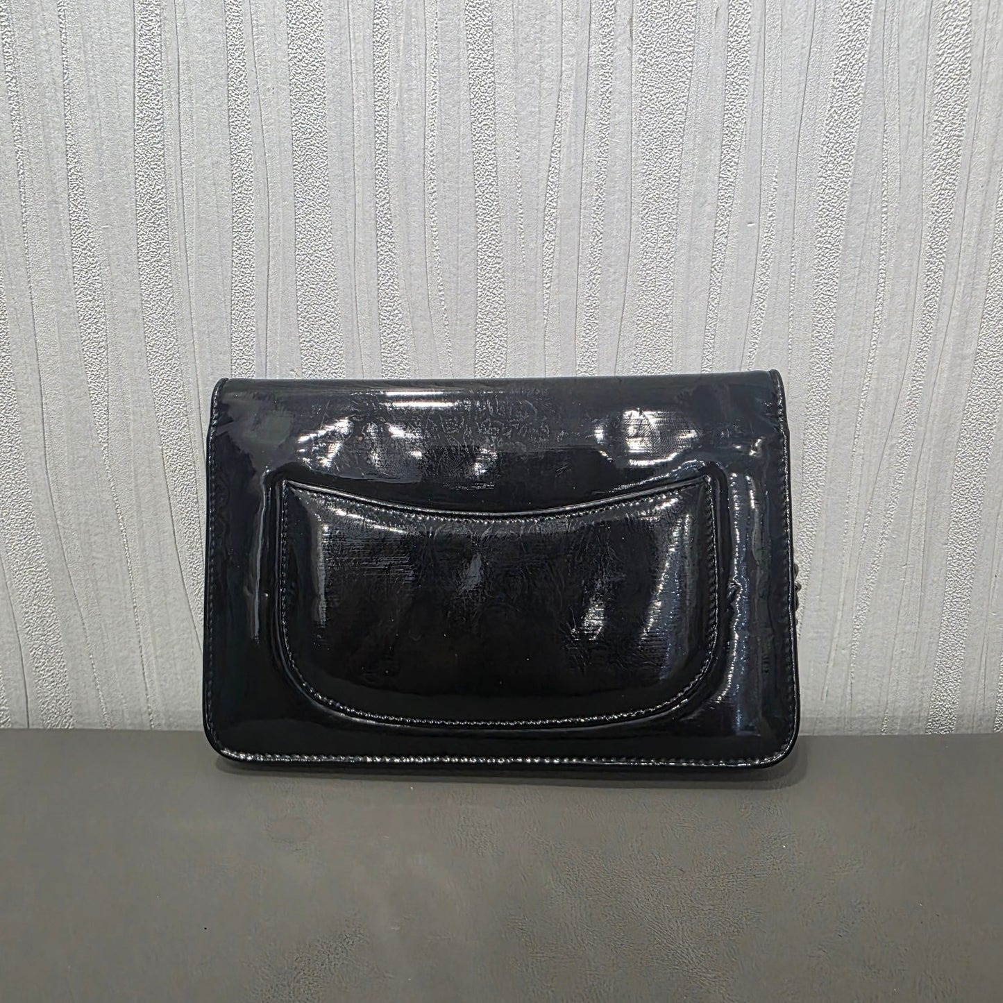 CHANEL Classic Flap Patent Leather Black Silver (Pre-Owned)