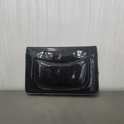CHANEL Classic Flap Patent Leather Black Silver (Pre-Owned)