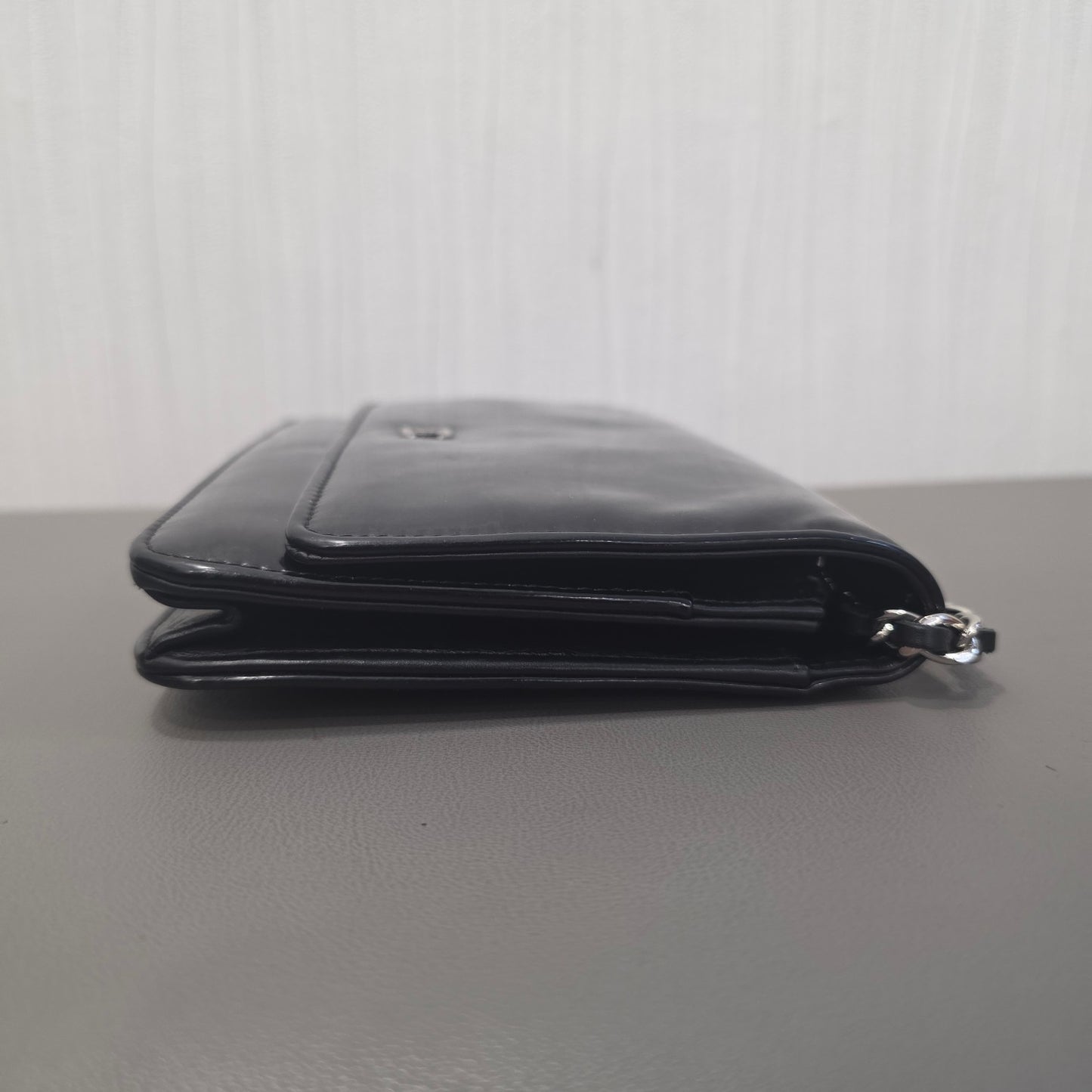 CHANEL Classic Flap Patent Leather Black Silver (Pre-Owned)