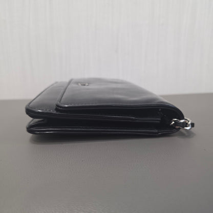 CHANEL Classic Flap Patent Leather Black Silver (Pre-Owned)