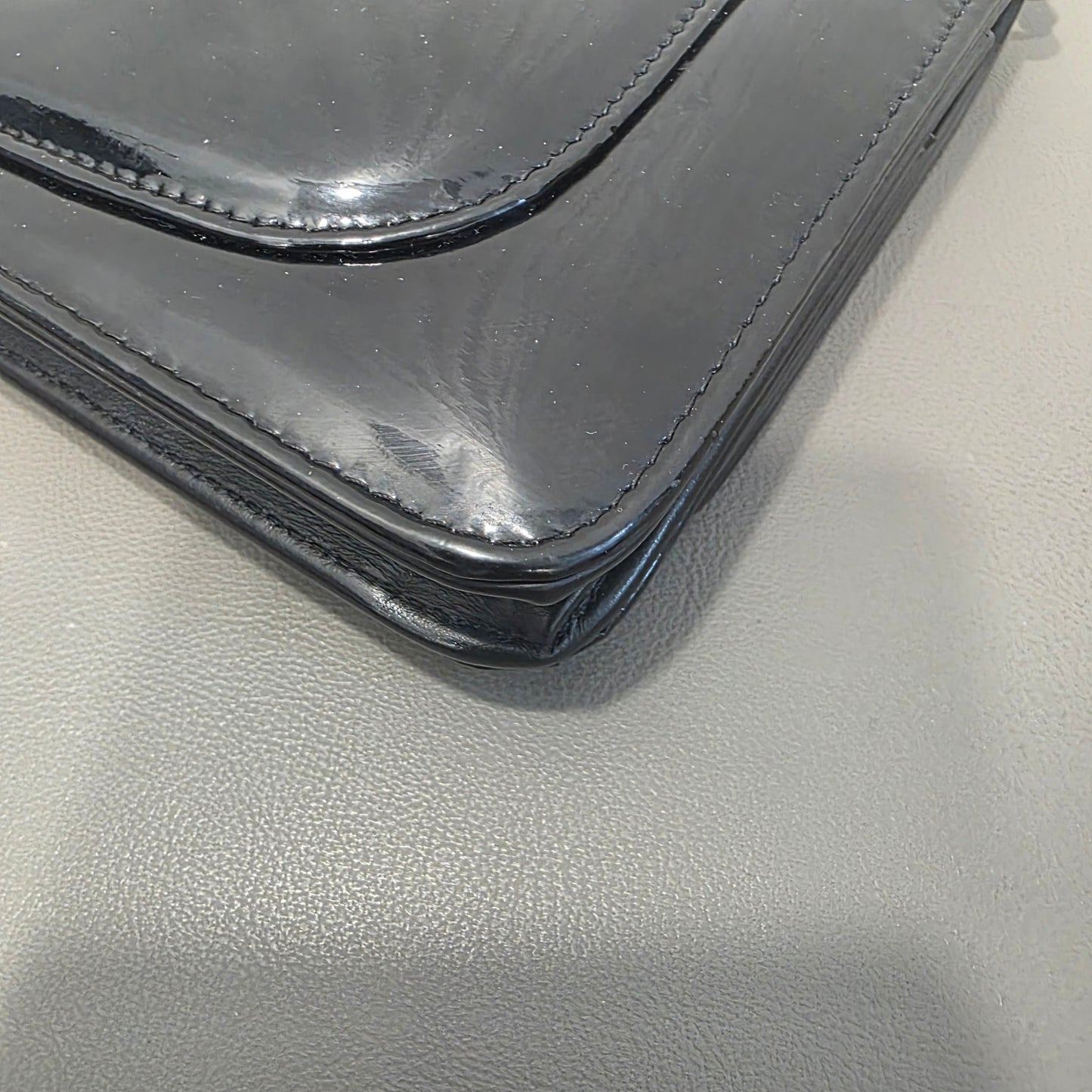 CHANEL Classic Flap Patent Leather Black Silver (Pre-Owned)